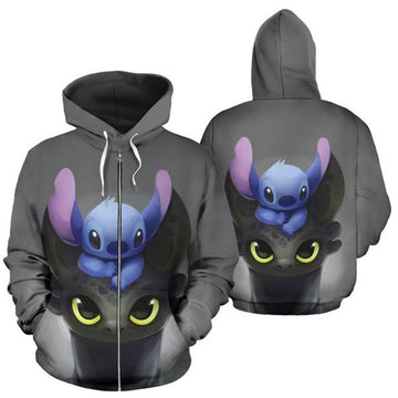 Stitch And Toothless 3d Hoodie Stitch Lover Gift Toothless Lover Hoodie Print All Over Unisex Moonbestprint