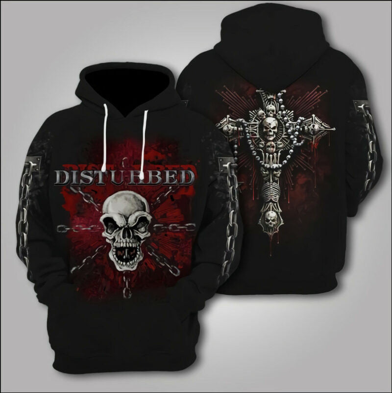 Five Finger Death Punch Cross Skull 3d Hoodie Zipper Hoodie Moonbestprint