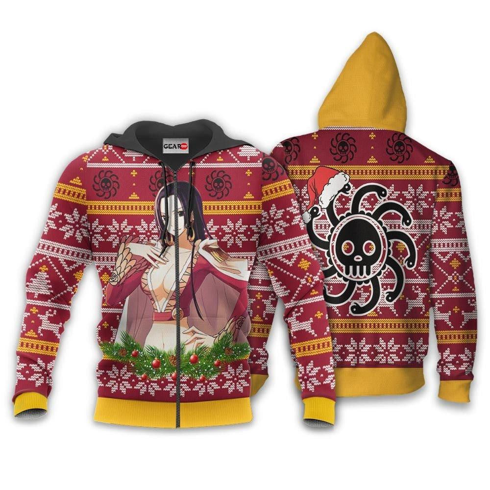 Boa Hancock Ugly Christmas Sweater One Piece Anime 1k501 Fan Gift Stylist Unisex Cartoon Graphic Outfits Aop 3d Hoodie, Zip Hoodie Moonbestprint