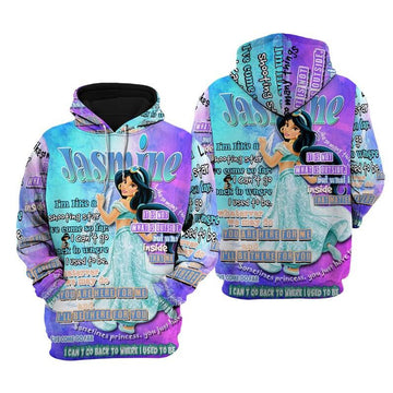 Aladdin Disney Cartoon, Disney Quotes, Jasmine Princess Punk Words Pattern All Over Print Hoodie, Zip Hoodie Moonbestprint
