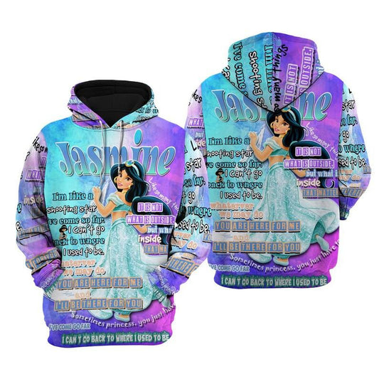 Aladdin Disney Cartoon, Disney Quotes, Jasmine Princess Punk Words Pattern All Over Print Hoodie, Zip Hoodie Moonbestprint