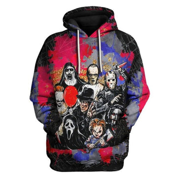 Hallloween Horror Movie Villains Chucky Jason Freddy Ghostface Pennywise All Over Print Hoodie Moonbestprint