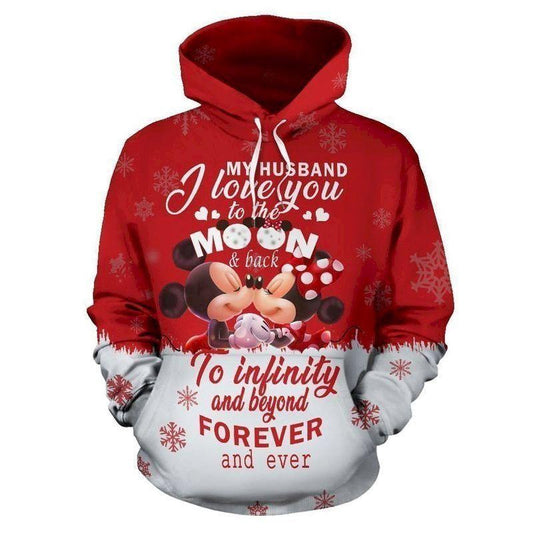 Mickey And Minnie Mouse Disney Love, I Love You To Infinity And Forever Aop Hoodie Moonbestprint