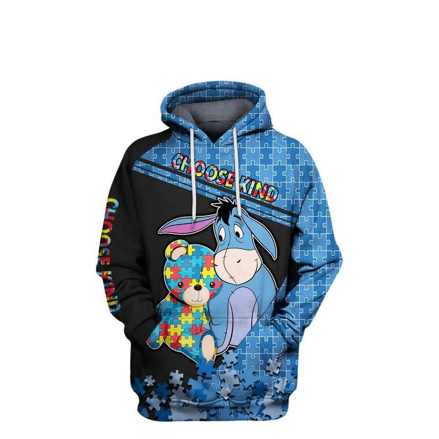 Autism Awareness Eeyore Disney, Choose Kind Eeyore Winnie The Pooh All Over Print Hoodie Moonbestprint