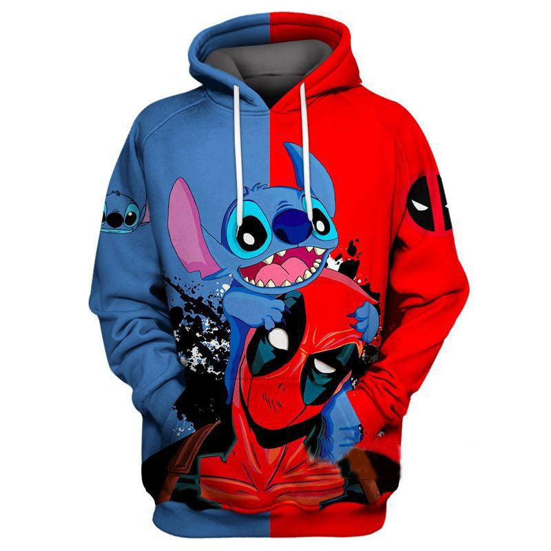 Stitch And Deadpool Over Print 3d Hoodie Zip Hoodie Moonbestprint