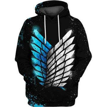 Attack On Titan Survey Corps Over Print 3d Hoodie Zip Hoodie Moonbestprint