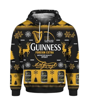 Guinness Foreign Extra Ugly Christmas 3d Hoodie Moonbestprint
