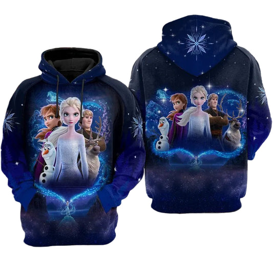 Elsa Frozen Blue Snow Over Print 3d Hoodie Zip Hoodie Moonbestprint