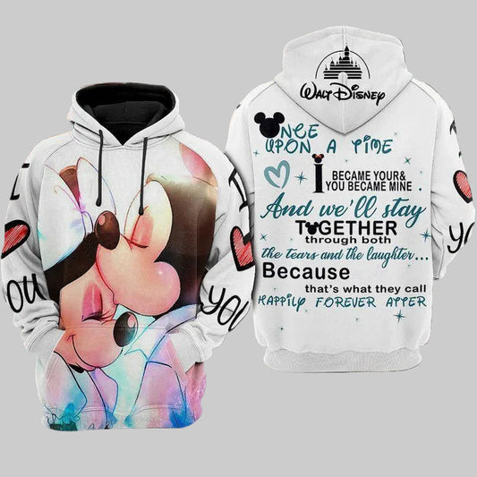 Disney Minnie And Mickey Mouse Love, Once Upon A Time I Became Your And You Became Mine Aop Hoodie Moonbestprint