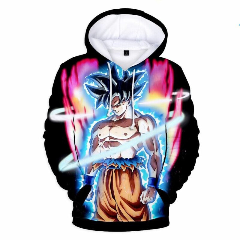 Goku Blue Saiyan Cartoon Dragon Ball Anime Manga Over Print 3d Hoodie Zip Hoodie Moonbestprint