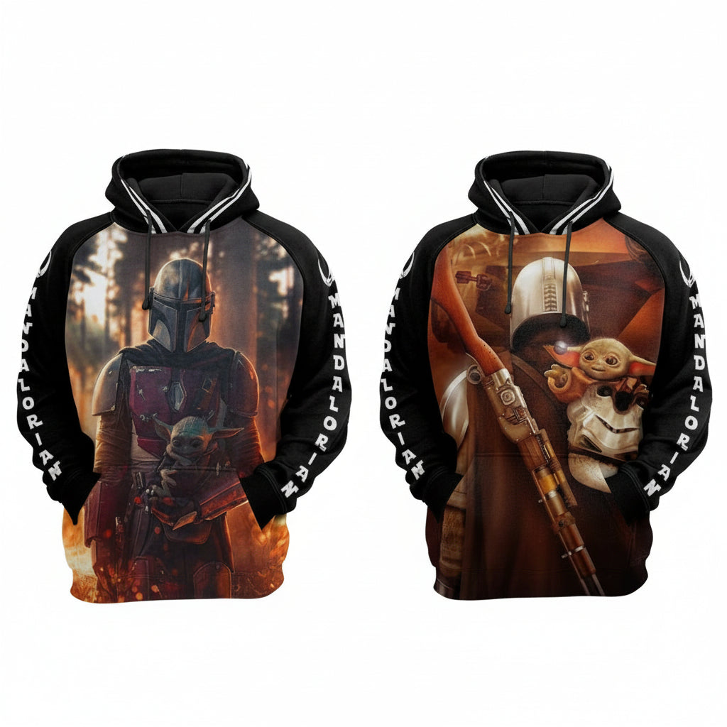 Star Wars The Mandalorian And Baby Yoda All Over Print Hoodie Moonbestprint