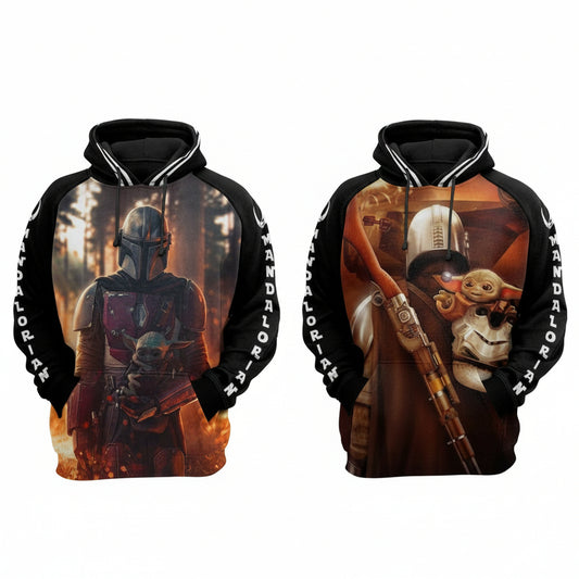 Star Wars The Mandalorian And Baby Yoda All Over Print Hoodie Moonbestprint
