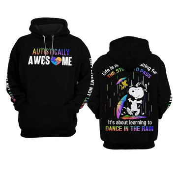 Snoopy The Peanuts Autism Awareness, Life Is Not About Waiting For The Storm To Pass All Over Print Hoodie Moonbestprint
