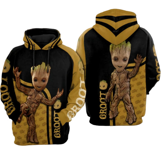 Baby Groot Marvel Comics, Groot Pattern All Over Print Hoodie Moonbestprint