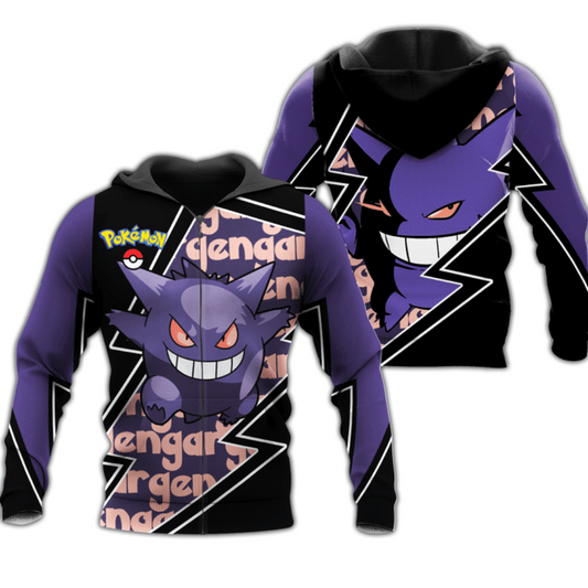 Gengar Anime Manga Pokemon For Men And Women 3d Hoodie Zip Hoodie Moonbestprint
