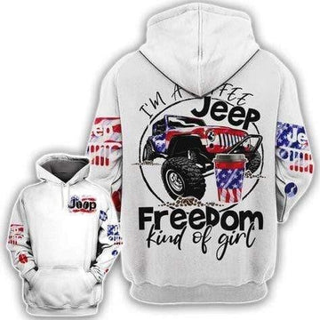 Jeep Lover Gift, Freedom Kind Of Girl All Over Print Hoodie, Zip Hoodie Moonbestprint
