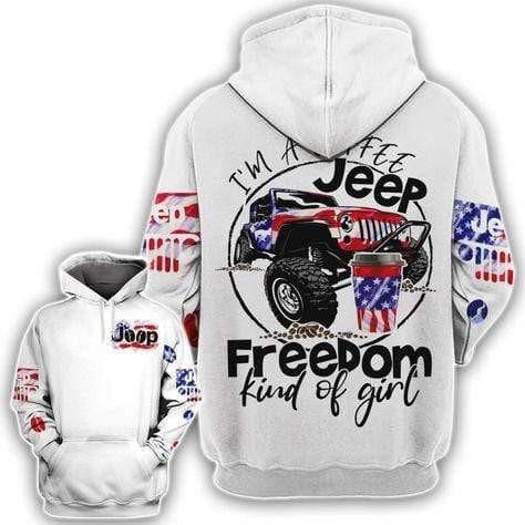 Jeep Lover Gift, Freedom Kind Of Girl All Over Print Hoodie, Zip Hoodie Moonbestprint