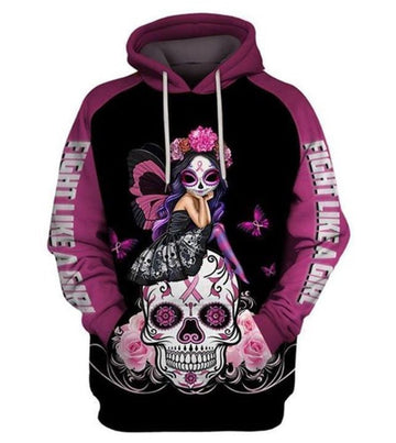 Fight Like A Girl Skull Poco Loco Fairy 3d Hoodie Moonbestprint