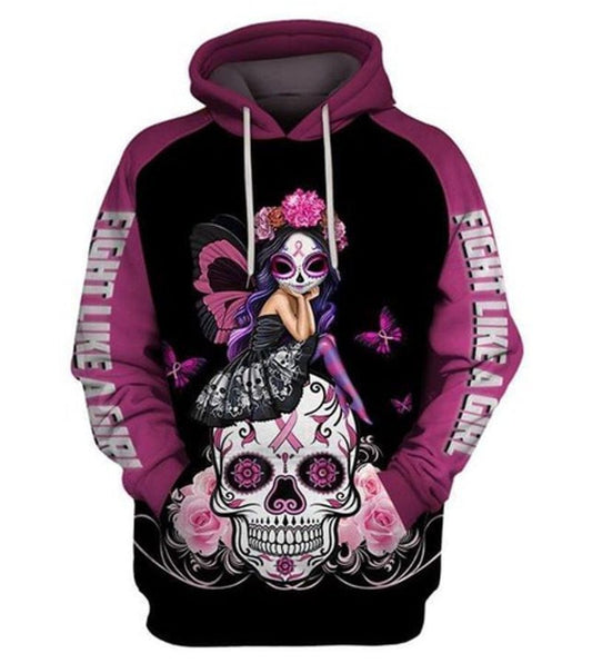 Fight Like A Girl Skull Poco Loco Fairy 3d Hoodie Moonbestprint