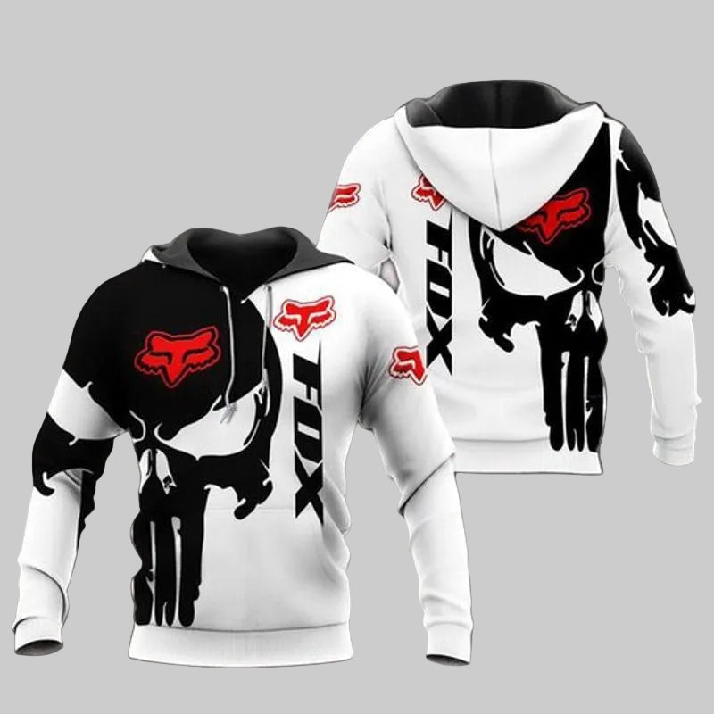 Fox Punisher Skull White Black Men And Women 3d Hoodie Moonbestprint