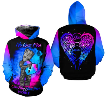 Custom Name Suicide Awareness, Groot Suicide Awareness, No One Else Can Play Your Part All Over Print Hoodie Moonbestprint