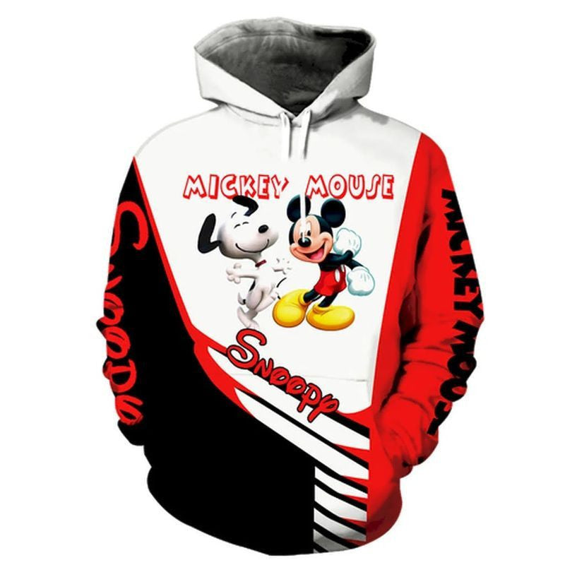 Snoopy And Mickey Mouse Over Print 3d Hoodie Zip Hoodie Moonbestprint