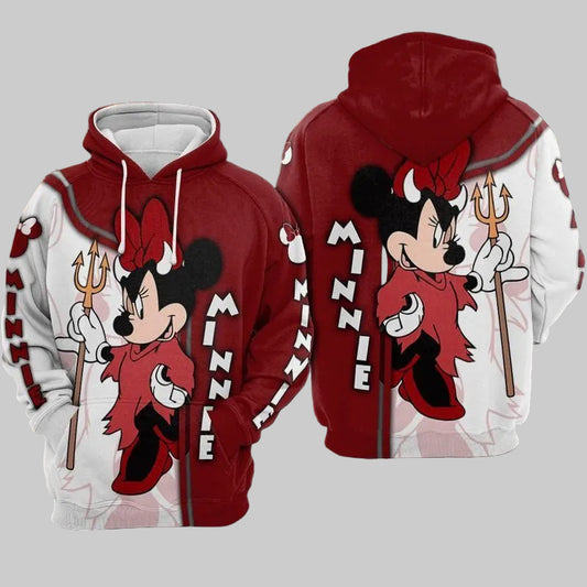 Minnie Mouse Cute Devil Disney Over Print 3d Hoodie Zip Hoodie Moonbestprint