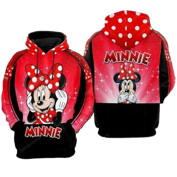Hoodie Minnie Hoodie Not Hear Not Speak Minnie Black Red Hoodie Moonbestprint