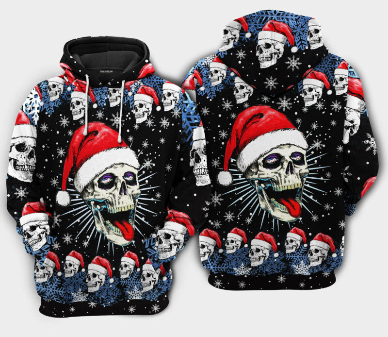 Christmas Skull On The Naughty Hoodie 3d01 Moonbestprint