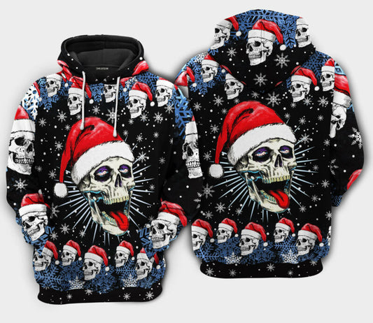 Christmas Skull On The Naughty Hoodie 3d01 Moonbestprint