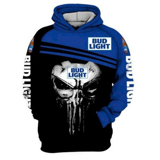 Bud Light Beer Logo Skull 3d Hoodie Moonbestprint