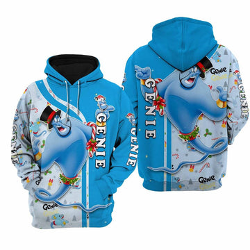 Aladdin Genie Lamp Santa Xmas Disney Fan Gift, Aladdin Gift, Stylist Unisex Cartoon Graphic Outfits Aop Hoodie, Zip Hoodie Moonbestprint