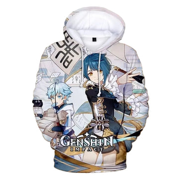 Chongyun And Xingqiu Anime Genshin Impact Over Print 3d Hoodie Zip Hoodie 2 Moonbestprint