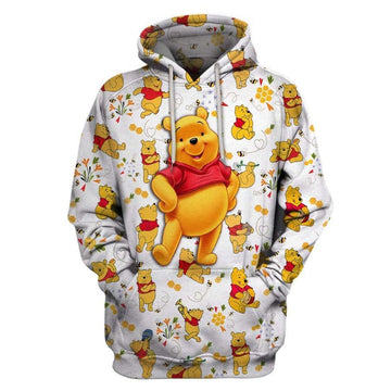 Winnie The Pooh Disney, Funny Pooh Bear With Flower Aop Hoodie Moonbestprint