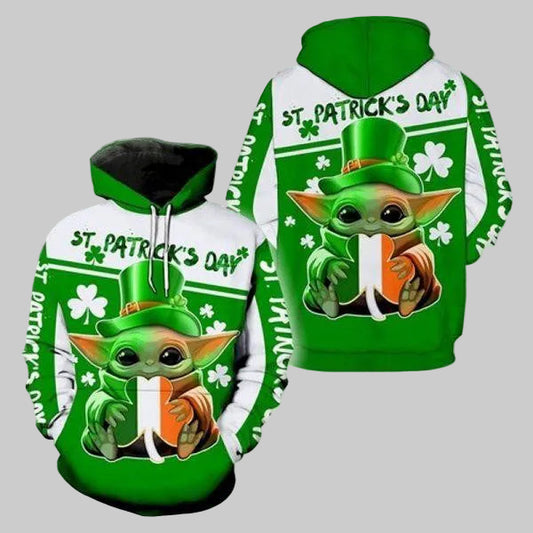 Irish Shamrock St Patrick's Day Baby Yoda 3d Hoodie Moonbestprint