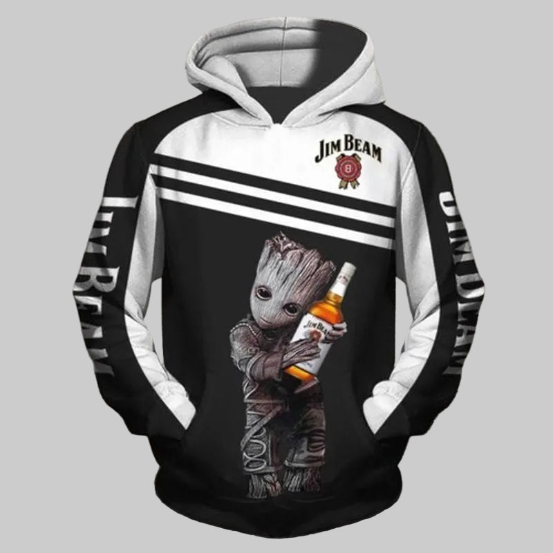 Jim Beam Baby Groot Avengers Holding 3d Hoodie Moonbestprint