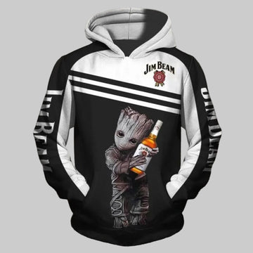 Jim Beam Baby Groot Avengers Holding 3d Hoodie Moonbestprint