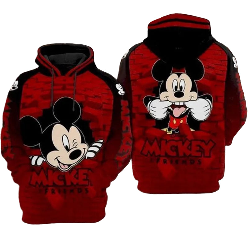 Mickey And Minnie Mouse Brick Wall Style 3d Hoodie Moonbestprint