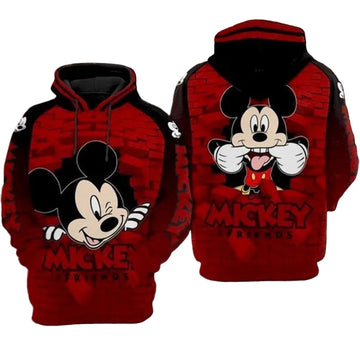 Mickey And Minnie Mouse Brick Wall Style 3d Hoodie Moonbestprint