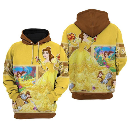 Belle Princess, Disney Princess Fan Gift, Beauty And The Beast All Over Print Hoodie, Zip Hoodie Moonbestprint