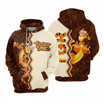 Tigger Times Cartoon Winnie The Pooh Movies Disney Over Print 3d Hoodie Zip Hoodie Moonbestprint