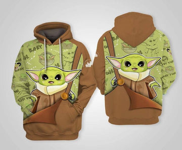 Baby Yoda Star Wars Fan Gift, Cute Baby Yoda All Over Print Hoodie, Zip Hoodie Moonbestprint