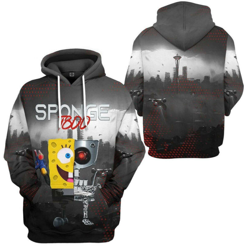 Spongebob Terminator T800 Grey 3d Hoodie Zip Hoodie Moonbestprint