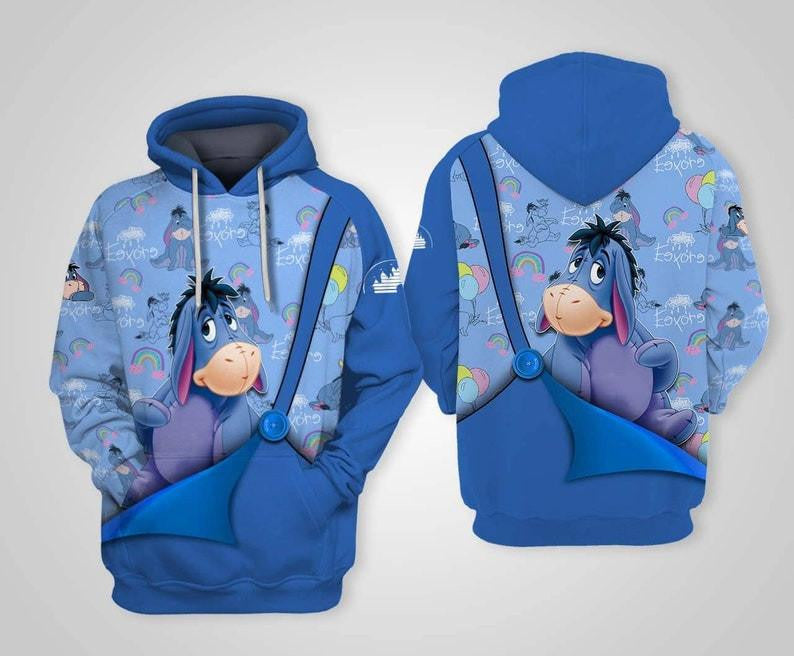 Winne-the-pooh Disney Cartoon Fan Gift, Eeyore Donkey Disney All Over Print Hoodie, Zip Hoodie Moonbestprint