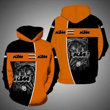 Ktm Racing Team Sports, Skull Hold Ktm Logo All Over Print Hoodie Moonbestprint