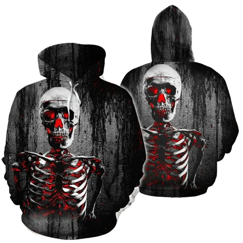 Abstract Human Skeleton Horror Background 3d Hoodie Zip Hoodie Moonbestprint