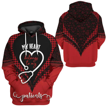 Nurse Hoodie My Heart Belongs To My Patients 3d Hoodie Zip Hoodie Moonbestprint