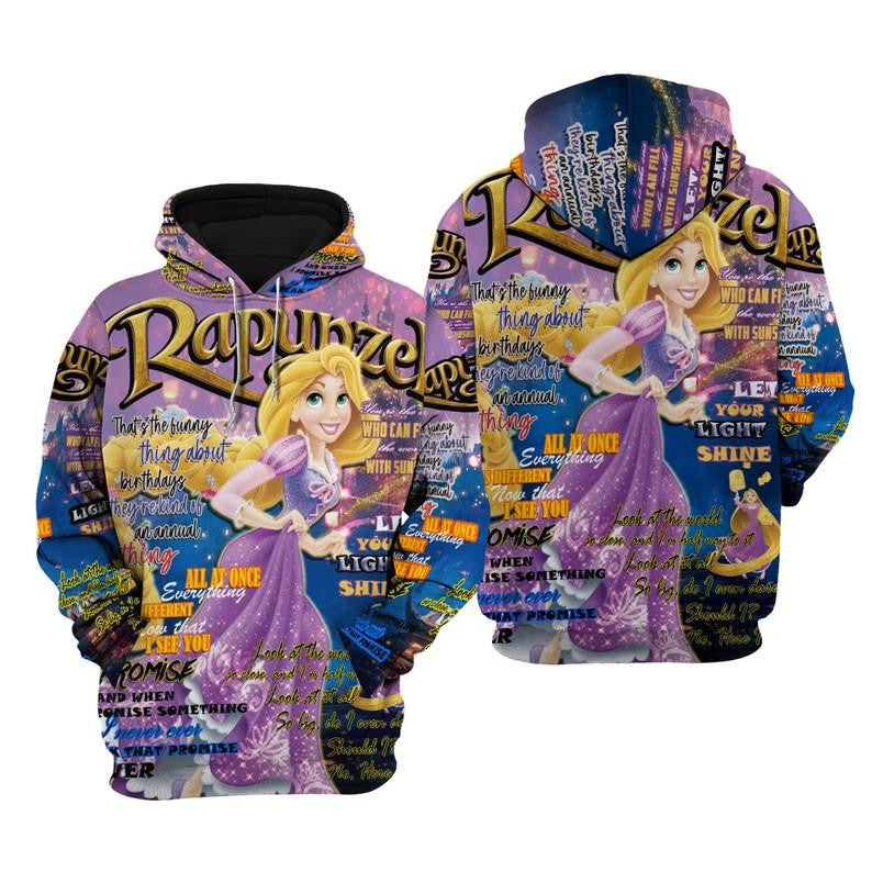 Disney Cartoon Rapunzel, Disney Princess, Disney Quotes All Over Print Hoodie, Zip Hoodie Moonbestprint