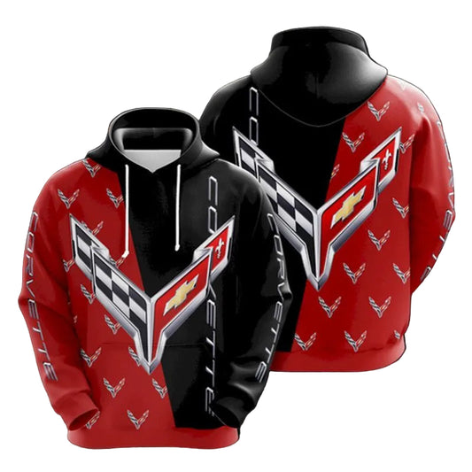 Corvette Racing Logo All Over Printed Custom 3d Hoodie Moonbestprint