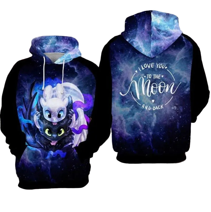 Toothless And Light Fury To The Moon And Back Over Print 3d Hoodie Zip Hoodie Moonbestprint